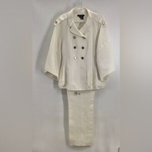 Etcetera Linen Blend Two Piece Set Jacket /Pants Career Classic Creme Size 10/12